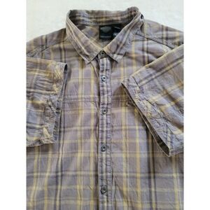 Harley Davidson Men's Brown Plaid Short-Sleeve Button-Up Shirt Size 2XL